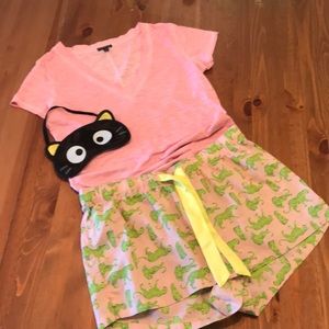 PJ Bundle, Sleep Shorts & Top & Cat Sleep mask